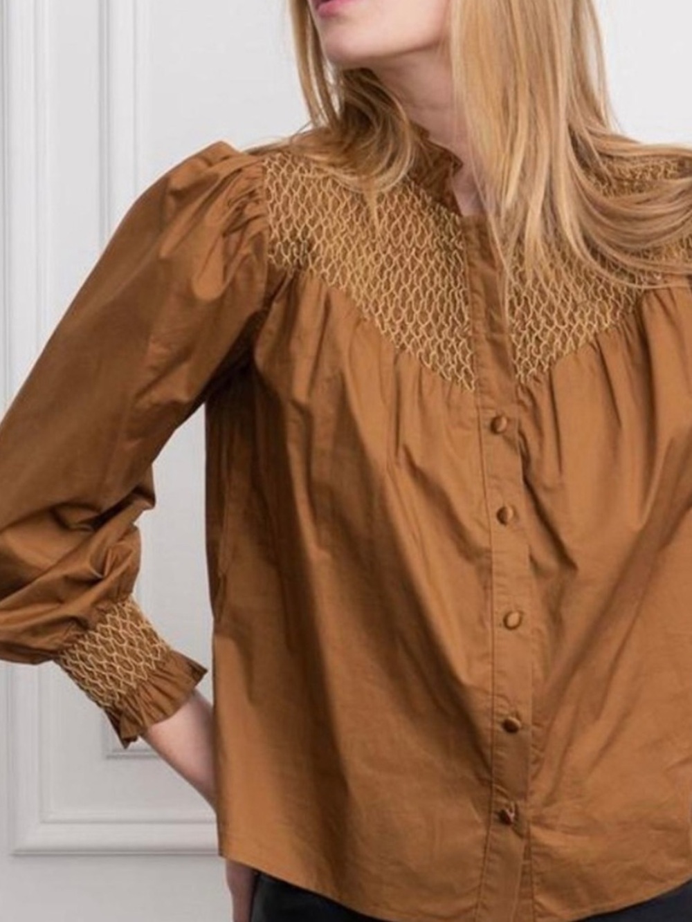 The Shirt Nicole smocked shirt M